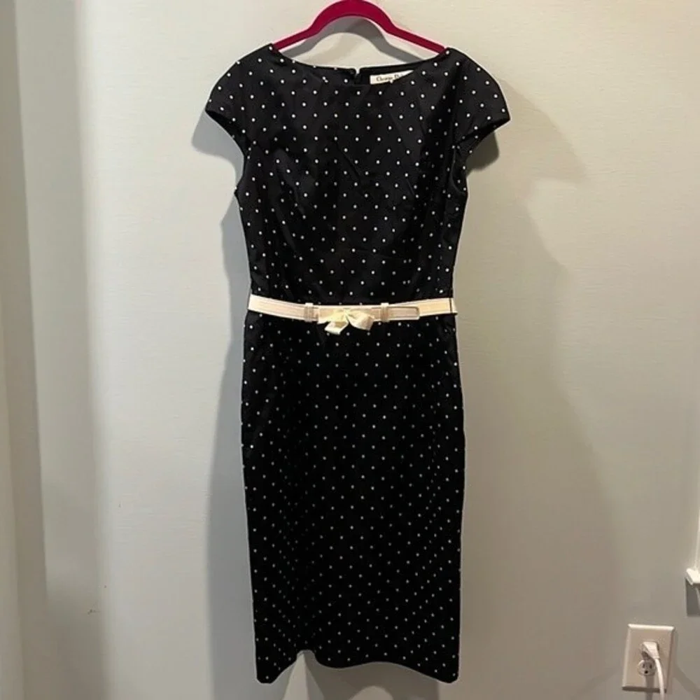 Christian Dior resort 2010 navy polka dot dress FR42/US10 - Picture 3 of 5